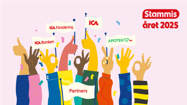Animerad bild av händer som firar stammisåret 2025.