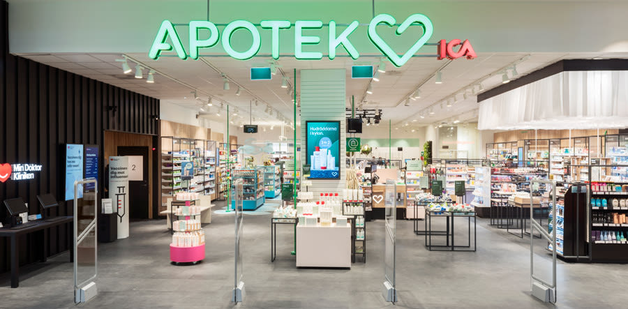 Entre till butik Apotek Hjärtat i Mall of Scandinavia.